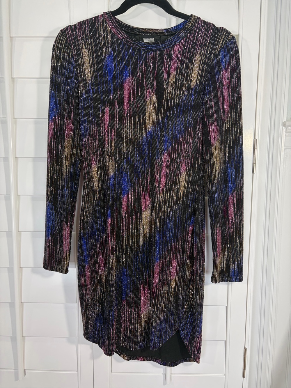 Metallic Stripe Long Sleeve Bodycon Stretchy Dress (7/8)